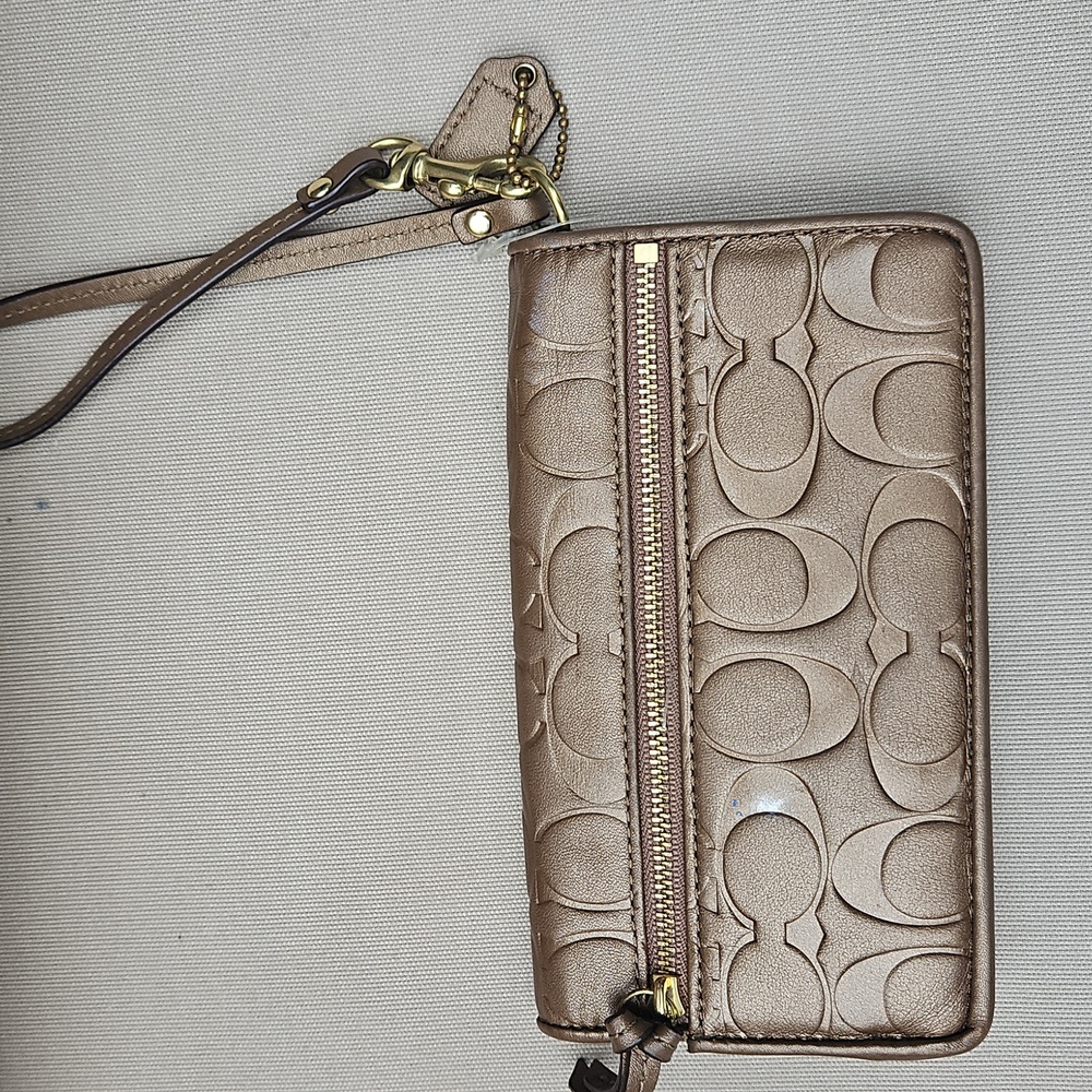 Coach Tan Signature Wristlet - Picture 2 of 4